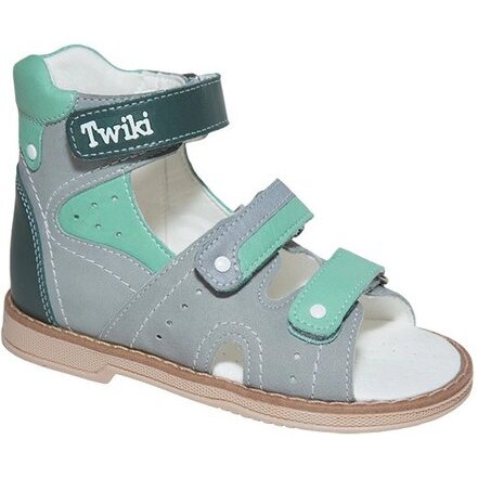 Тривес твики сандалеты ортопед. детские серый/зеленый размер 24 tw-173 с открытым носком