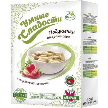 Подушечки Умные сладости со стевией с клубничной начинкой 250 г