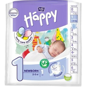 Подгузники Bella Baby Happy для новорожденных 2-5 кг 1 шт.