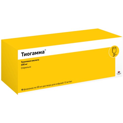 Тиогамма раствор для инфузий 1,2% 50 мл флакон 10 шт.