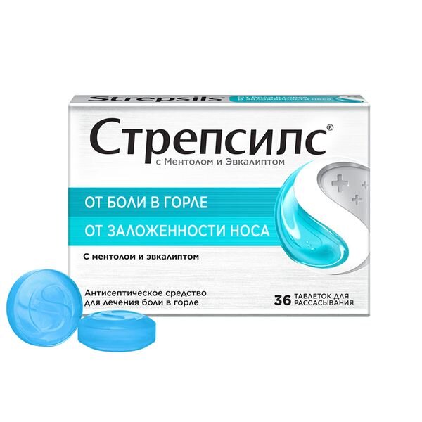 Стрепсилс с ментолом и эвкалиптом таблетки для рассасывания 36 шт.