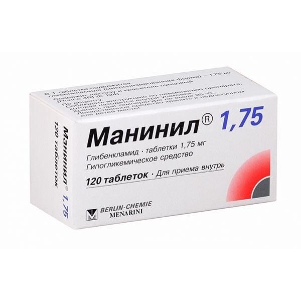 Манинил таблетки 1,75 мг 120 шт.