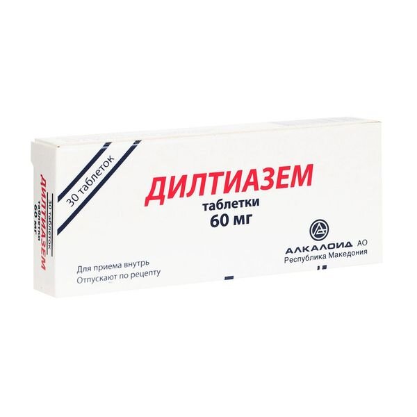 Дилтиазем Алкалоид таблетки, покрытые оболочкой 60 мг 30 шт.