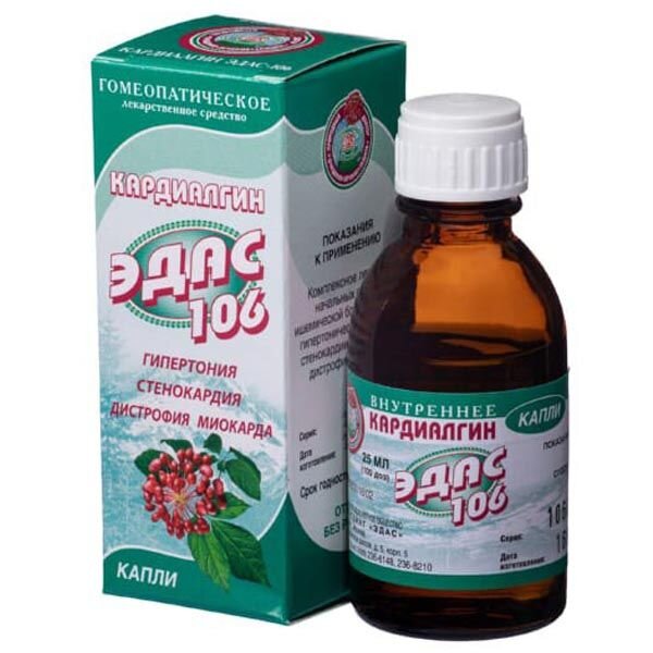 Кардиалгин Эдас-106 капли для приема внутрь 100 доз 25 мл