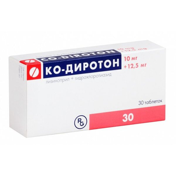 Ко-Диротон таблетки 10+12,5 мг 30 шт.