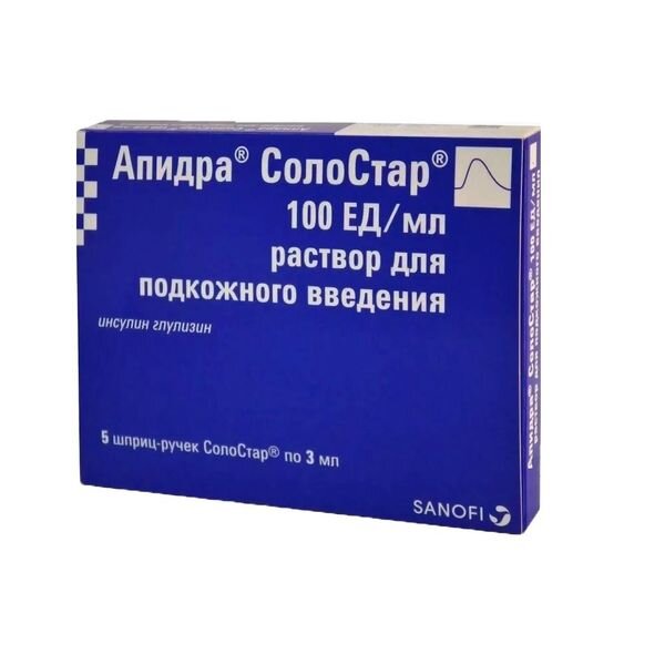 Апидра СолоСтар раствор для подкожного введения 100 ЕД/мл шприц-ручка 3 мл 5 шт.