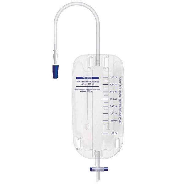 Мочеприемник ножной ApexMed люкс стерильный носимый 750 мл длина трубки 50 см 1 шт. арт.0304-04-76