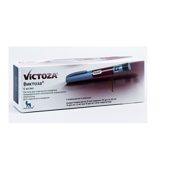 Виктоза раствор для подкожного введения 6 мг/мл 3 мл шприц-ручка 2 шт.
