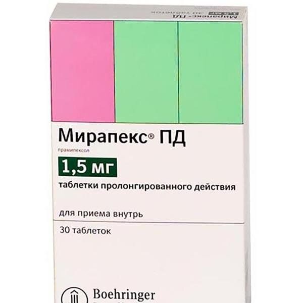 Мирапекс ПД таблетки пролонгированного действия 1,5 мг 30 шт.