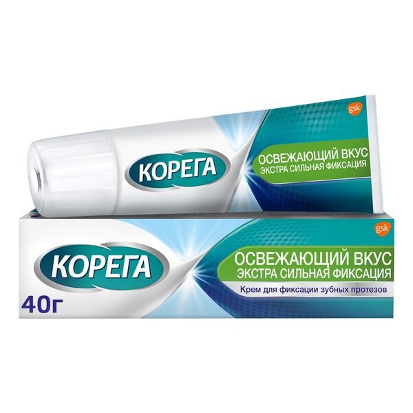 Корега крем для фиксации зубных протезов освежающий вкус 40 г