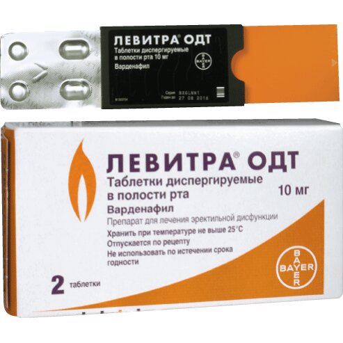 Левитра таблетки, диспергируемые в полости рта 10 мг 2 шт.