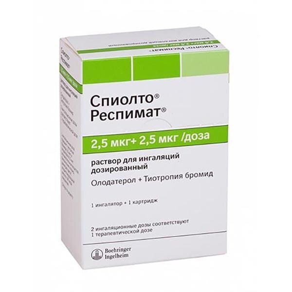 Спиолто респимат раствор для ингаляций дозированный 2,5 мкг + 2,5 мкг 4 мл