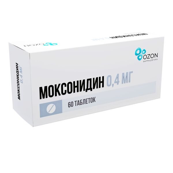 Моксонидин таблетки п/об пленочной 0.4мг 60 шт. озон