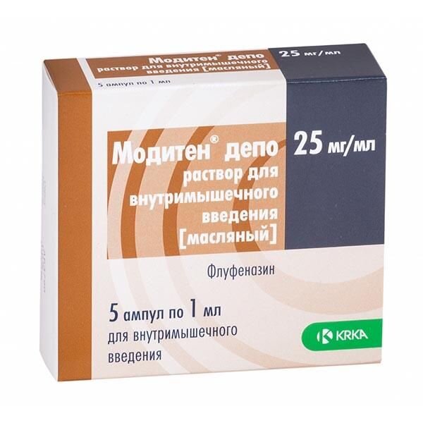 Модитен-депо раствор для внутримышечного введения масляный 25 мг/мл 1 мл ампулы 5 шт.