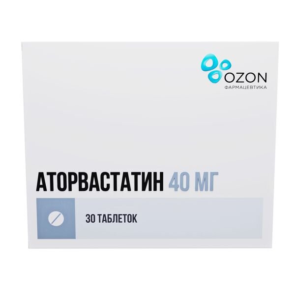 Аторвастатин таблетки 40 мг 30 шт.