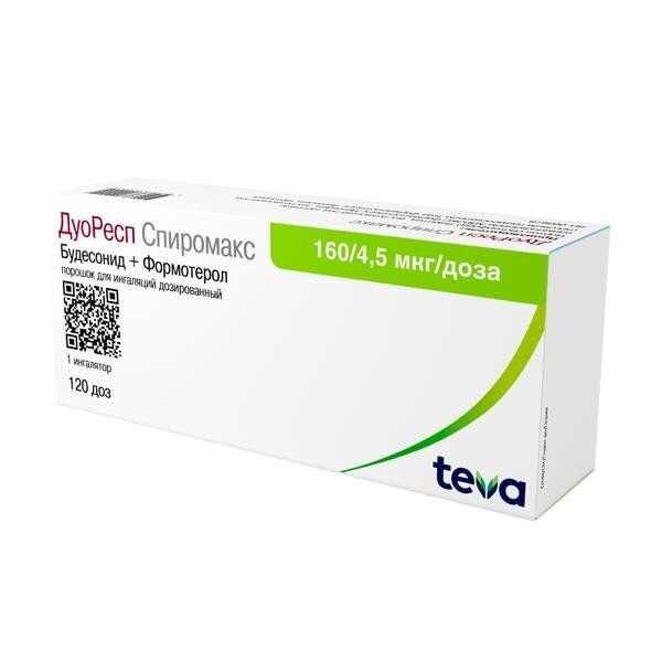 ДуоРесп Спиромакс порошок для ингаляций дозированный 160+4,5 мкг/доза 120 доз ингалятор
