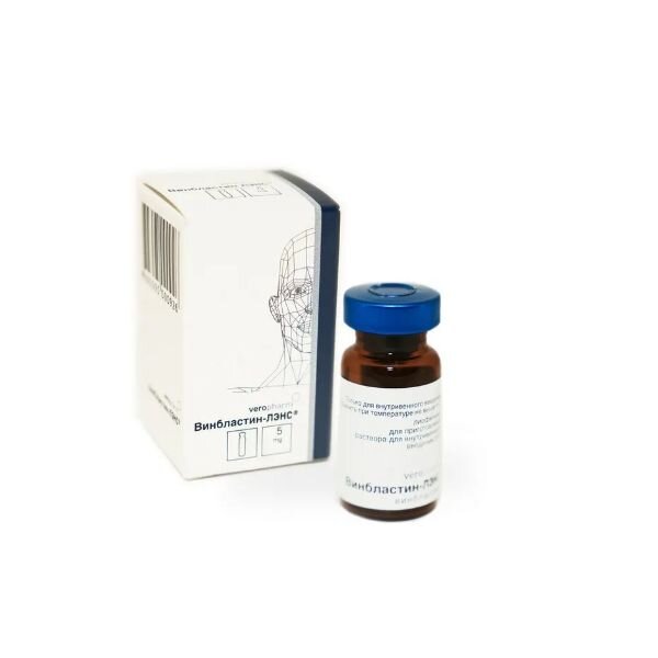 Винбластин-ЛЭНС лиофилизат для приготовления раствора для внутривенного введения 5 мг флакон 1 шт.