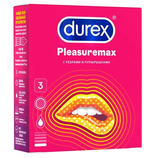 Презервативы Durex Pleasurmax с ребрами и пупырышками 3 шт.