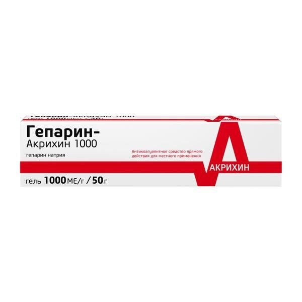 Гепарин-Акрихин гель для наружного применения 1000 МЕ/г 50 г