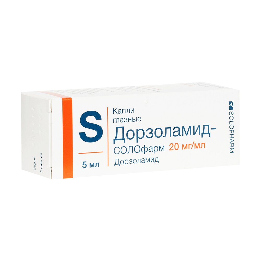 Дорзолан Соло (Дорзоламид-Солофарм) капли глазные 20 мг/мл 5 мл флакон 1 шт.