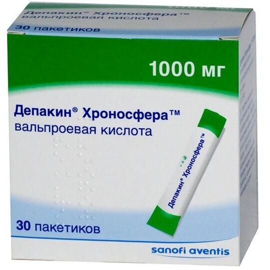 Депакин Хроносфера гранулы с пролонгированным высвобождением 1000 мг пакеты 30 шт.
