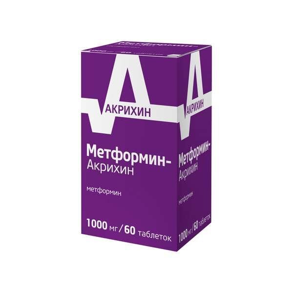 Метформин-Акрихин таблетки 1000 мг 60 шт.