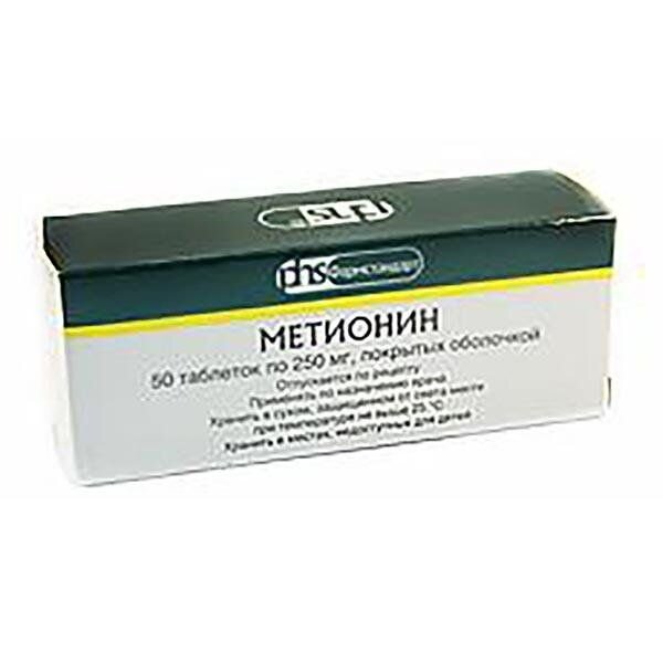 Метионин таблетки, покрытые пленочной оболочкой 250 мг 50 шт.