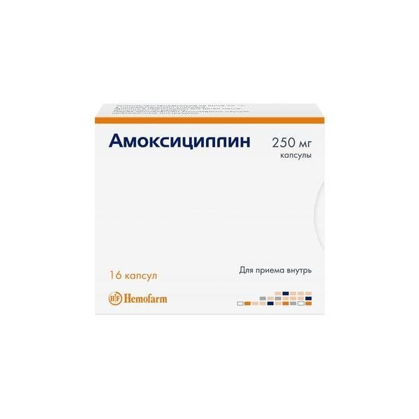 Амоксициллин капсулы 250 мг 16 шт.
