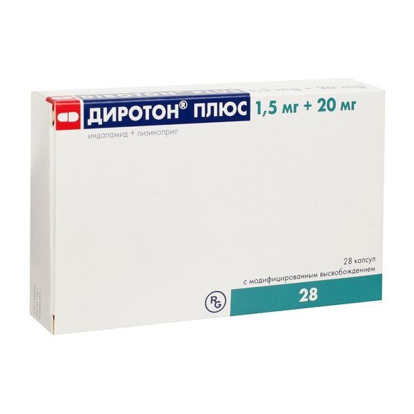Диротон Плюс капсулы 1,5+20 мг 28 шт.