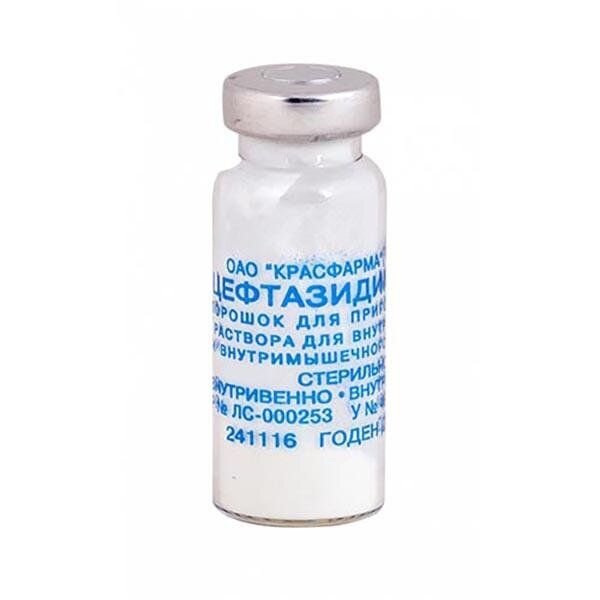 Цефтазидим 1 г флакон 1 шт. порошок для приготовления раствора для внутривенного и внутримышечного введения