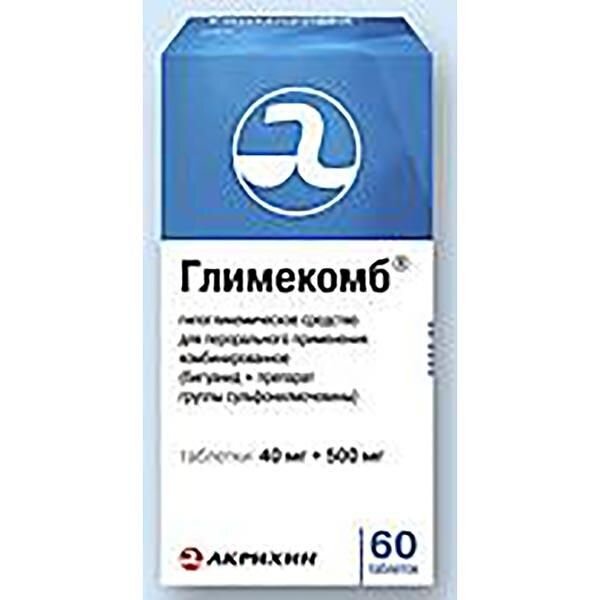 Глимекомб таблетки 40 мг+500 мг 60 шт.