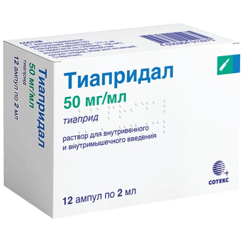 Тиапридал раствор для внутривенного и внутримышечного введения 50 мг/мл ампулы 2 мл 12 шт.