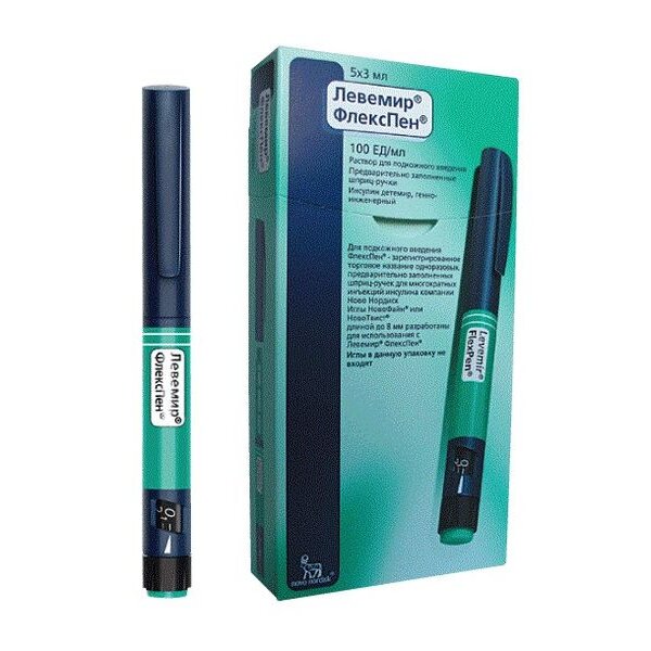 Левемир ФлексПен раствор для подкожного введения 100 ЕД/мл 3 мл шприц-ручка 5 шт.