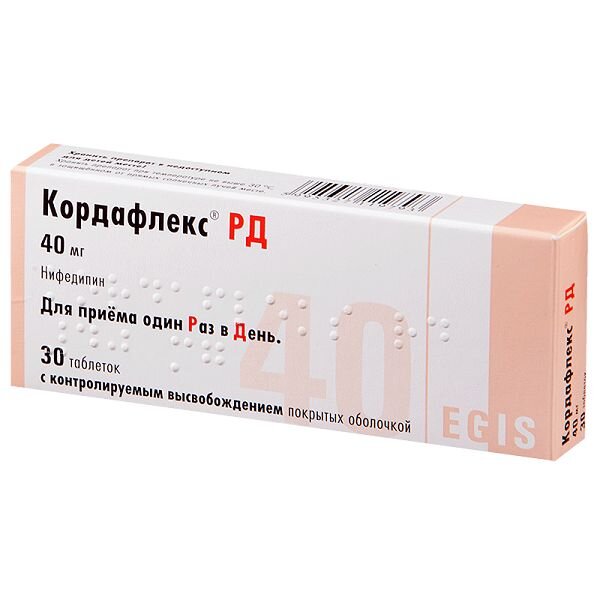 Кордафлекс РД 40 мг 30 шт. таблетки с модифицированным высвобождением, покрытые пленочной оболочкой