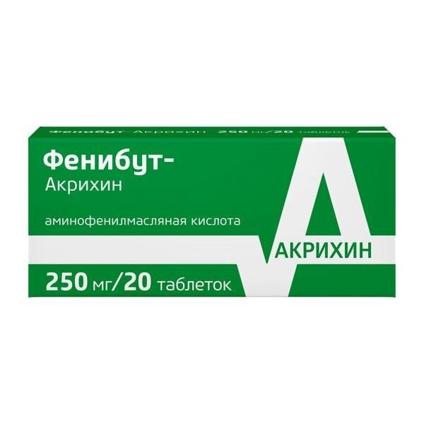 Фенибут-Акрихин таблетки 250 мг 20 шт.