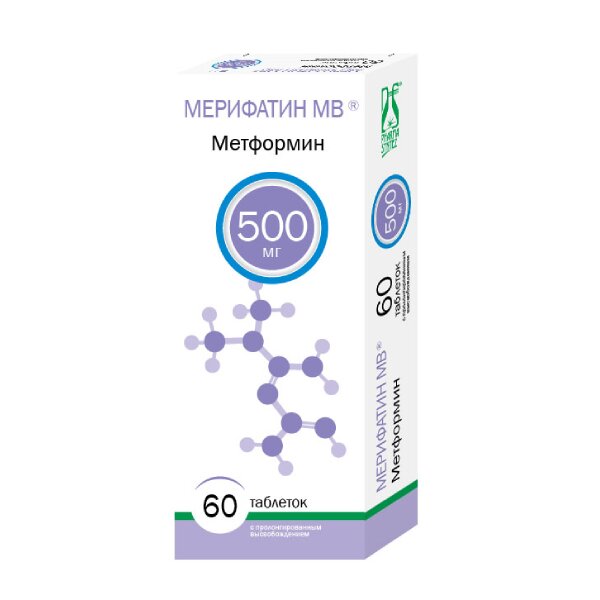 Мерифатин МВ таблетки 500 мг 60 шт.