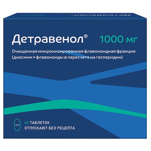 Детравенол таблетки 1000 мг 60 шт.