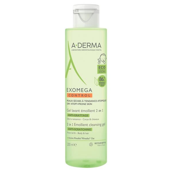 Гель смягчающий очищающий 2в1 A-derma exomega Control 200 мл