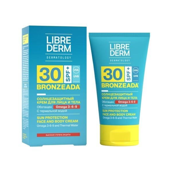 Солнцезащитный крем Librederm Bronzeada SPF 30 с Омега 3-6-9 и термальной водой 150 мл