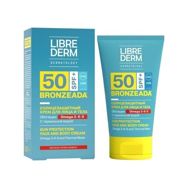 Солнцезащитный крем Librederm Bronzeada SPF 50 с Омега 3-6-9 и термальной водой 150 мл