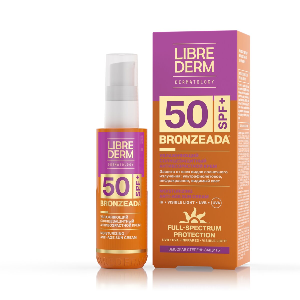 Крем Librederm Bronzeada Full Spectrum Anti-Age солнцезащитный увлажняющий SPF50 50 мл