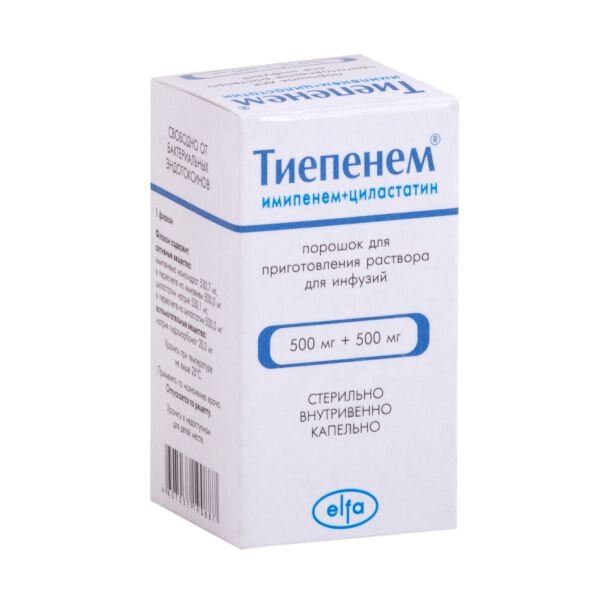 Тиепенем порошок для приготовления раствора для инфузий 500 мг+500 мг 1 шт.