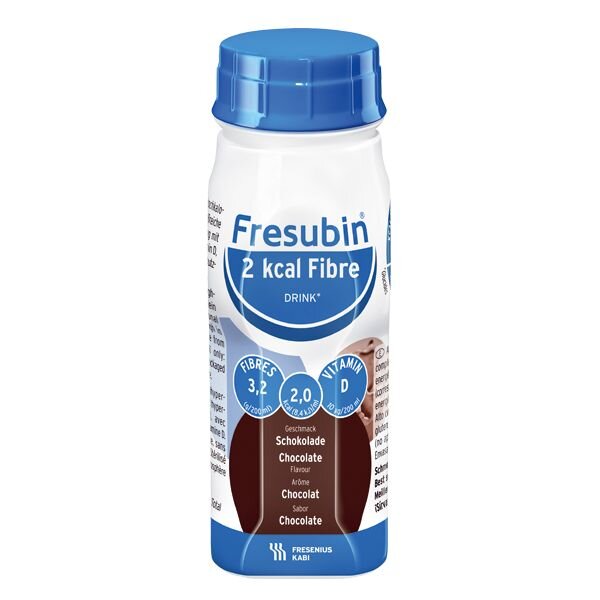 Напиток Фрезубин 2 ккал с пищевыми волокнами со вкусом шоколада бутылки 200 мл 4 шт.