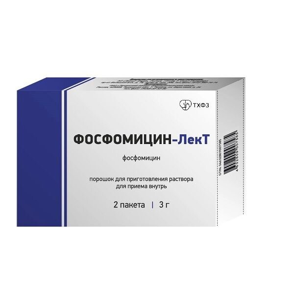 Фосфомицин-лект порошок для приготовления раствора внутрь 3 г 8г пакет 2 шт.