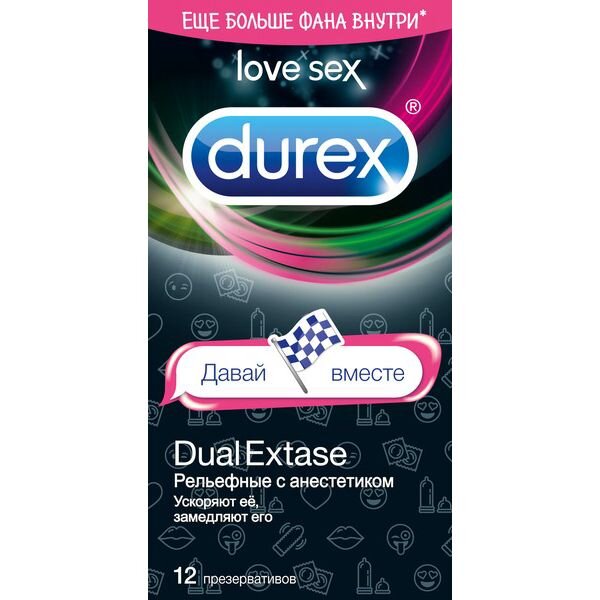 Презервативы Дюрекс Dual (Durex) Extase 12 шт.