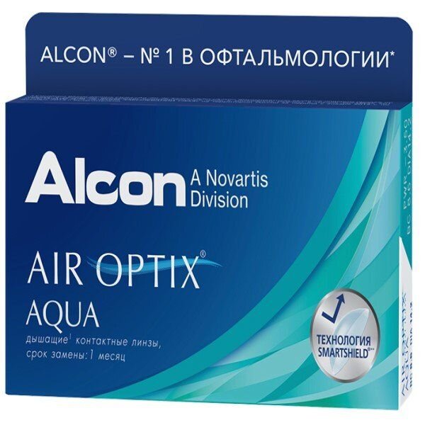 Контактные линзы Air Optix Aqua на месяц -6.50/8.6/14.2 3 шт.