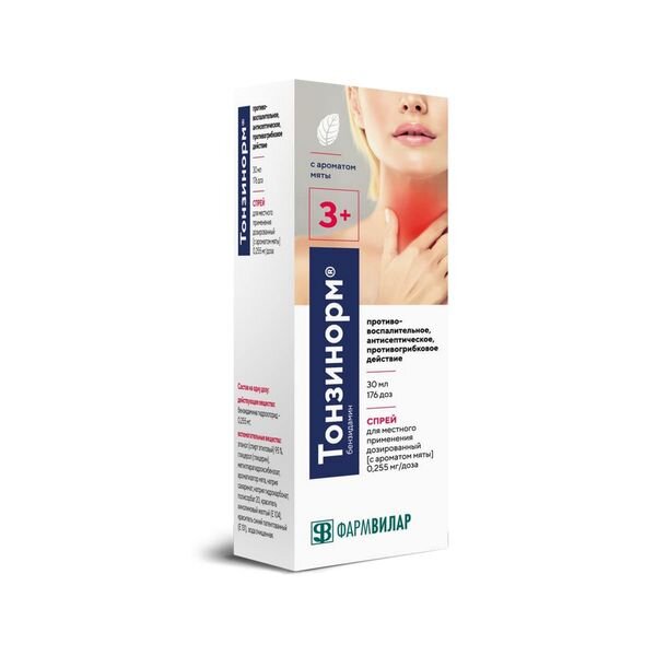 Тонзинорм мятный спрей 0,255 мг/доза 30 мл 176 доз