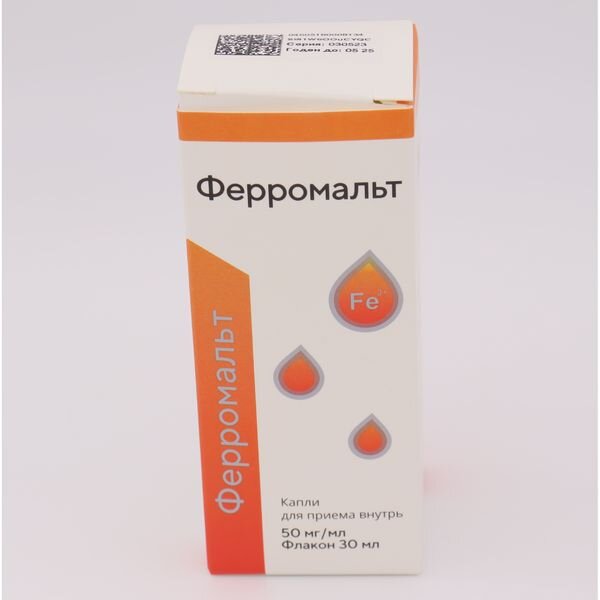 Ферромальт капли для приема внутрь 50 мг/мл 30 мл