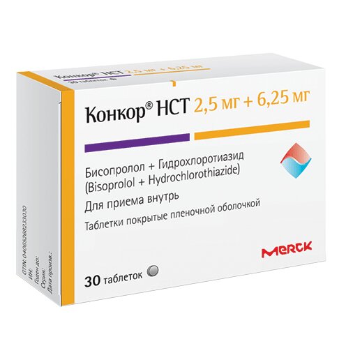 Конкор НСТ таблетки 2,5+6,25 мг 30 шт.