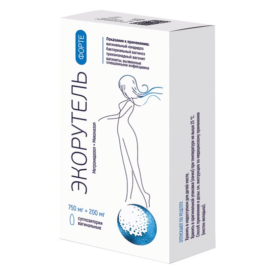 Экорутель форте суппозитории вагинальные 750 мг+200мг 7 шт.